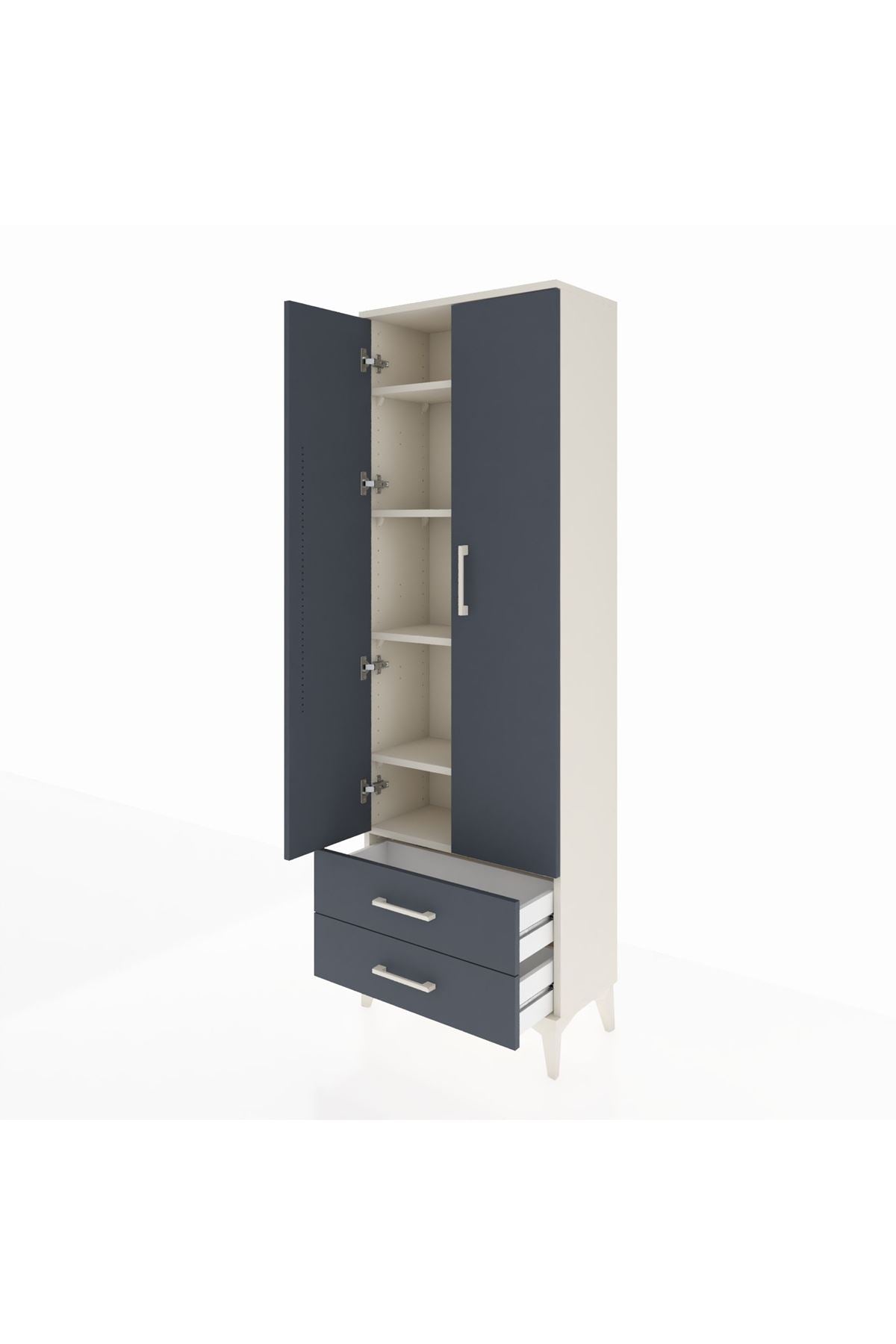 Arges Dolap 5 Raflı 2 Çekmeceli 2 Kapaklı 60x30x182 Aytaşı-Antrasit