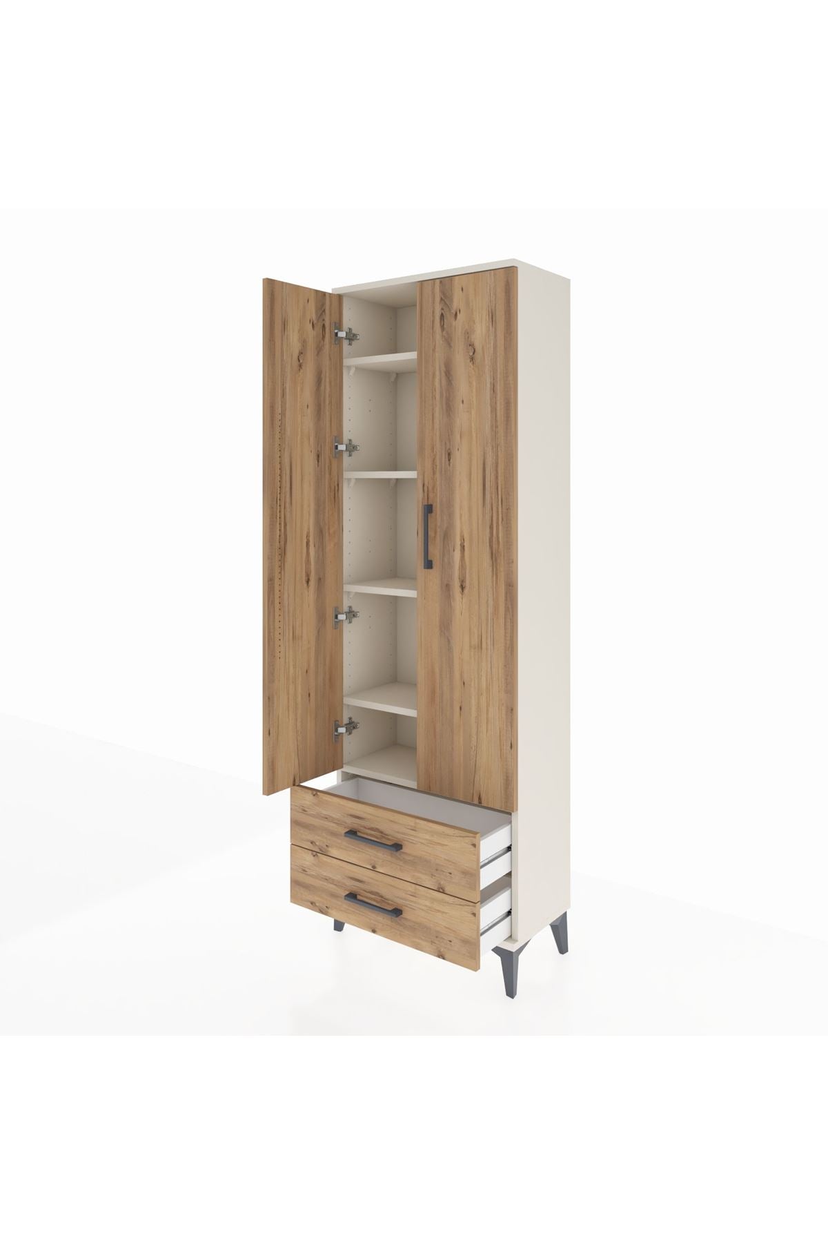 Arges Dolap 5 Raflı 2 Çekmeceli 2 Kapaklı 60x30x182 Aytaşı-Çam