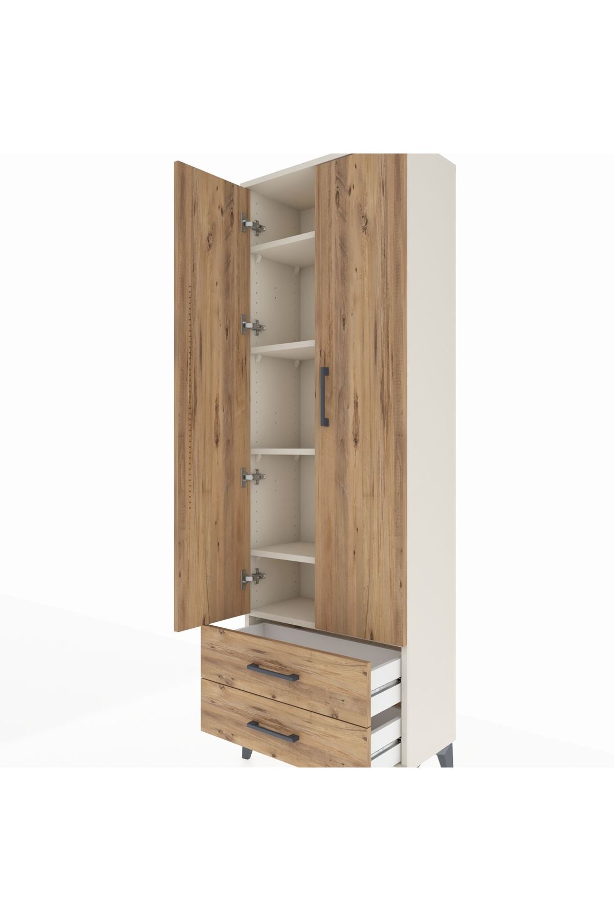 Arges Dolap 5 Raflı 2 Çekmeceli 2 Kapaklı 60x30x182 Aytaşı-Çam