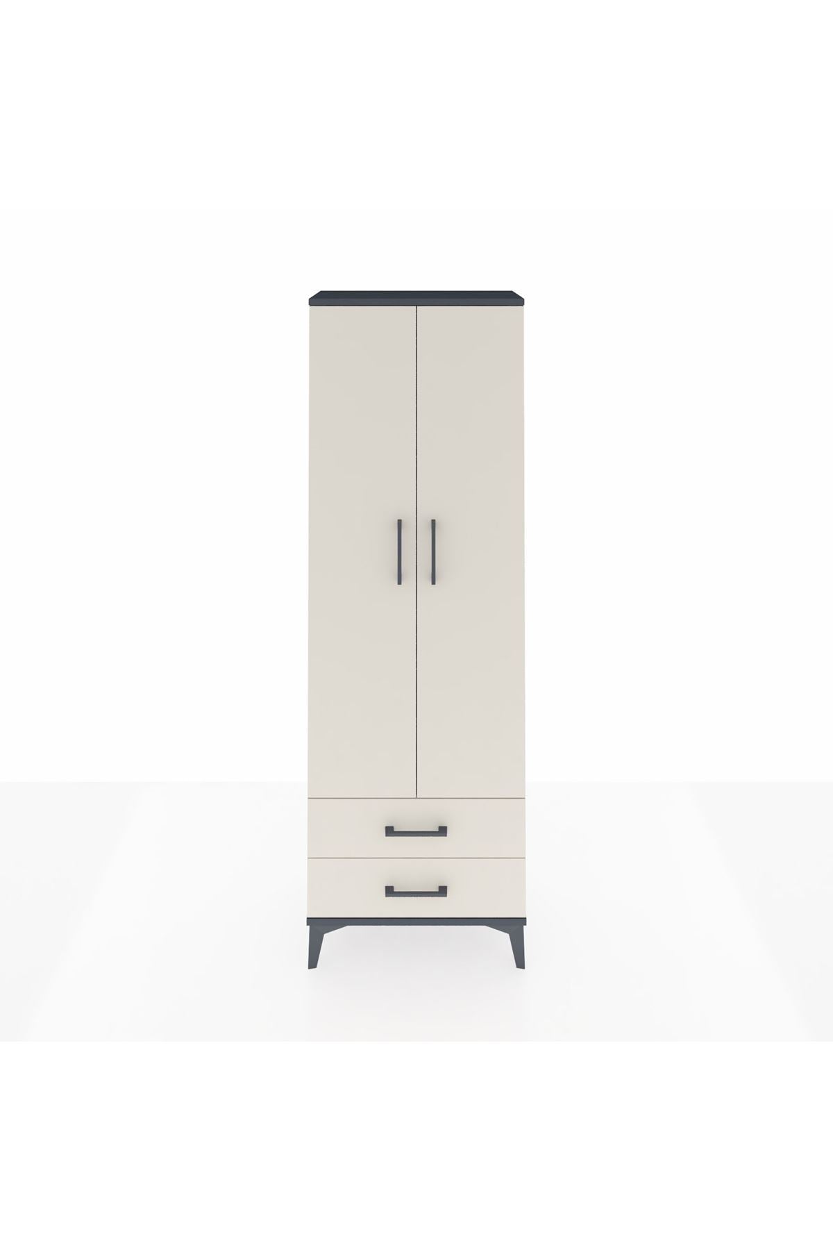 Arges Dolap 5 Raflı 2 Çekmeceli 2 Kapaklı 60x30x182 Antrasit-Aytaşı