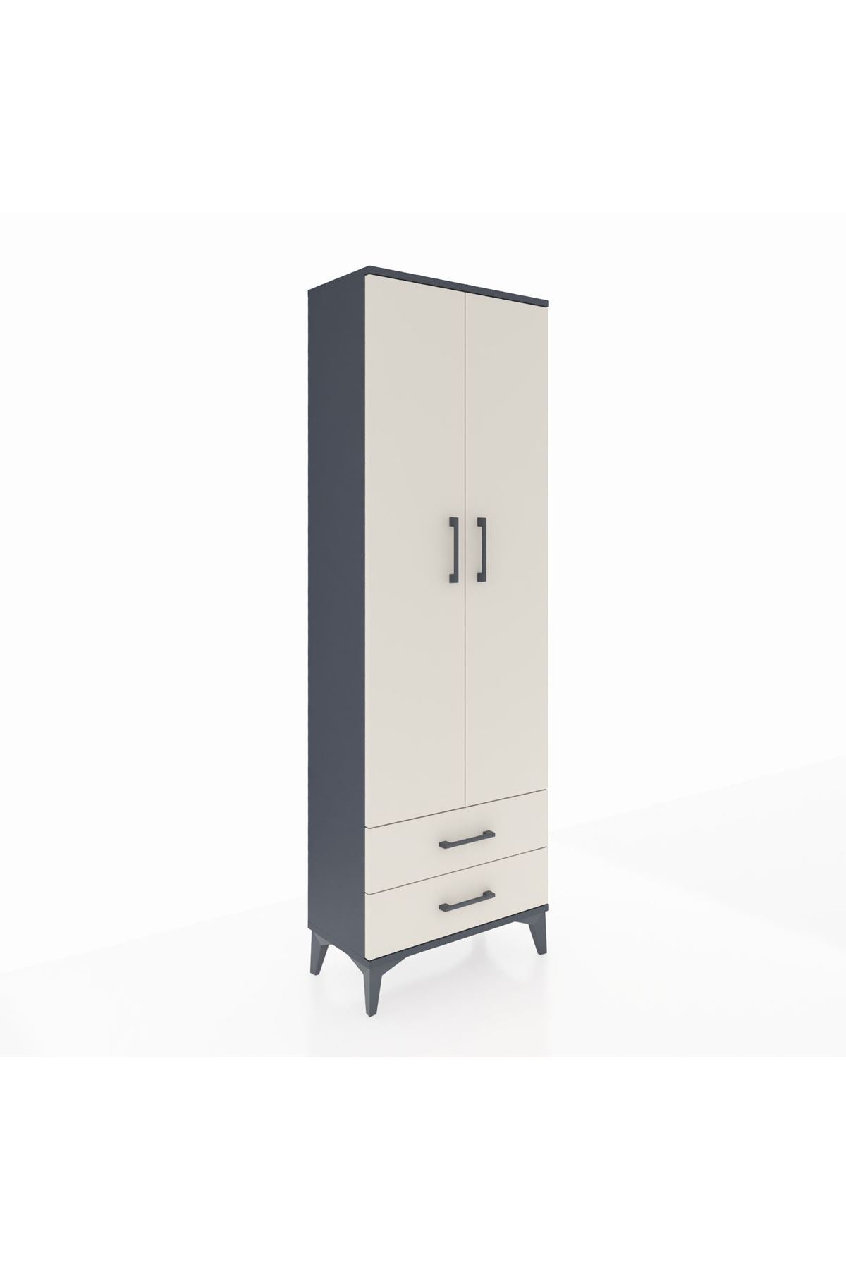 Arges Dolap 5 Raflı 2 Çekmeceli 2 Kapaklı 60x30x182 Antrasit-Aytaşı