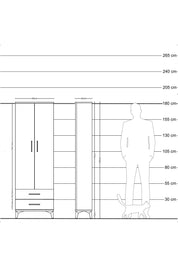 Arges Dolap 5 Raflı 2 Çekmeceli 2 Kapaklı 60x30x182 Antrasit-Aytaşı