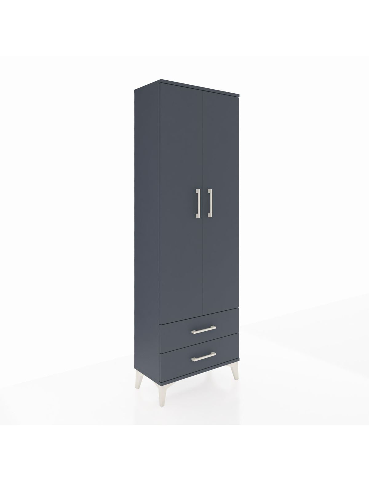 Arges Dolap 5 Raflı 2 Çekmeceli 2 Kapaklı 60x30x182 Antrasit-Antrasit