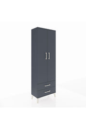 Arges Dolap 5 Raflı 2 Çekmeceli 2 Kapaklı 60x30x182 Antrasit-Antrasit