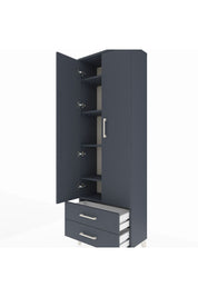 Arges Dolap 5 Raflı 2 Çekmeceli 2 Kapaklı 60x30x182 Antrasit-Antrasit