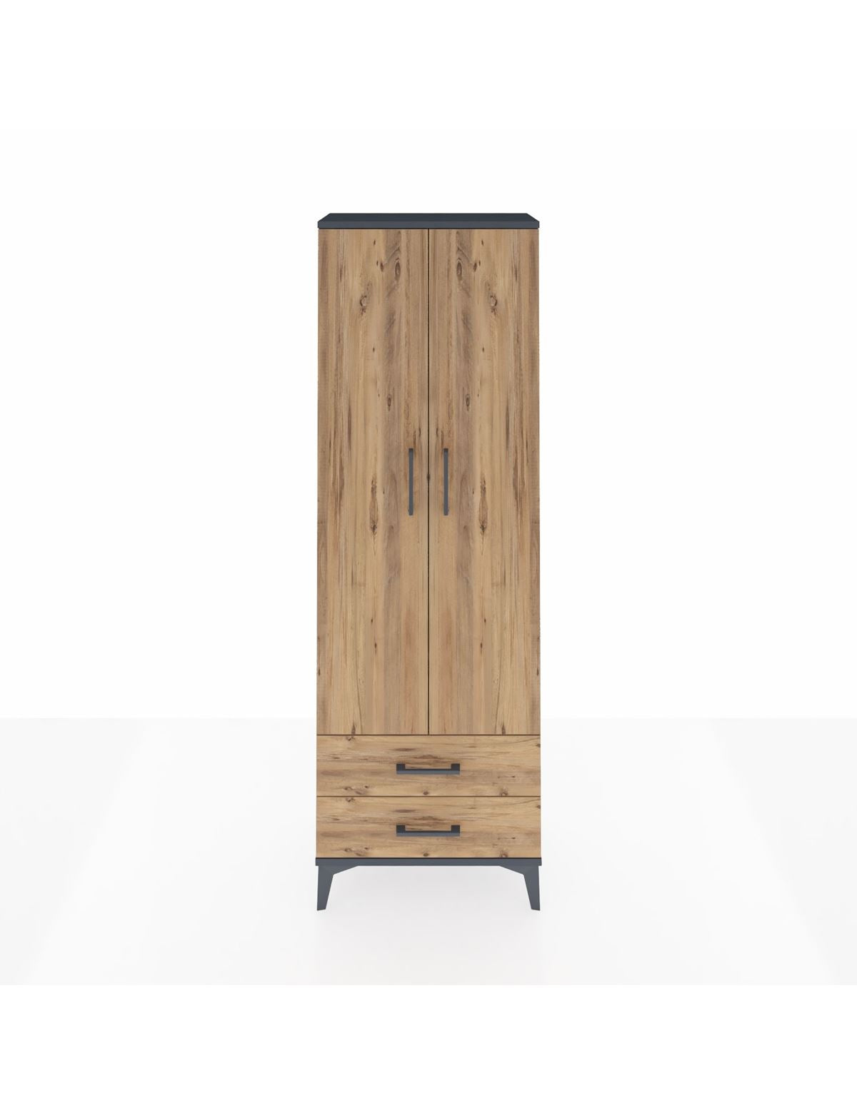 Arges Dolap 5 Raflı 2 Çekmeceli 2 Kapaklı 60x30x182 Antrasit-Çam