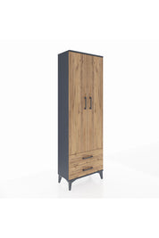 Arges Dolap 5 Raflı 2 Çekmeceli 2 Kapaklı 60x30x182 Antrasit-Çam