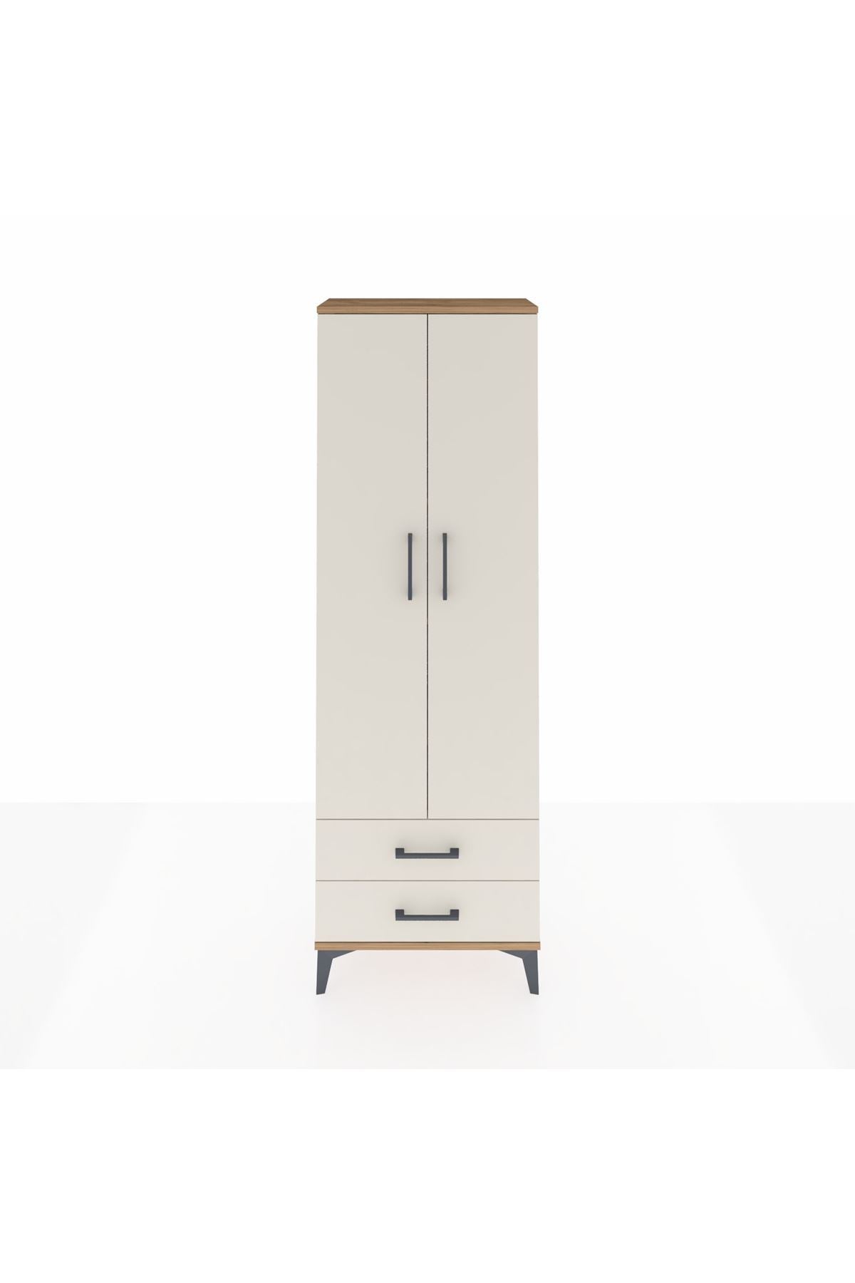 Arges Dolap 5 Raflı 2 Çekmeceli 2 Kapaklı 60x30x182 Çam-Aytaşı