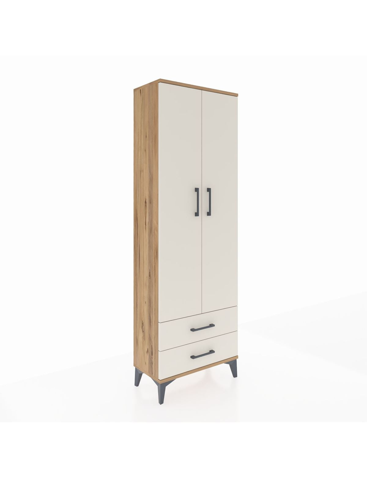 Arges Dolap 5 Raflı 2 Çekmeceli 2 Kapaklı 60x30x182 Çam-Aytaşı