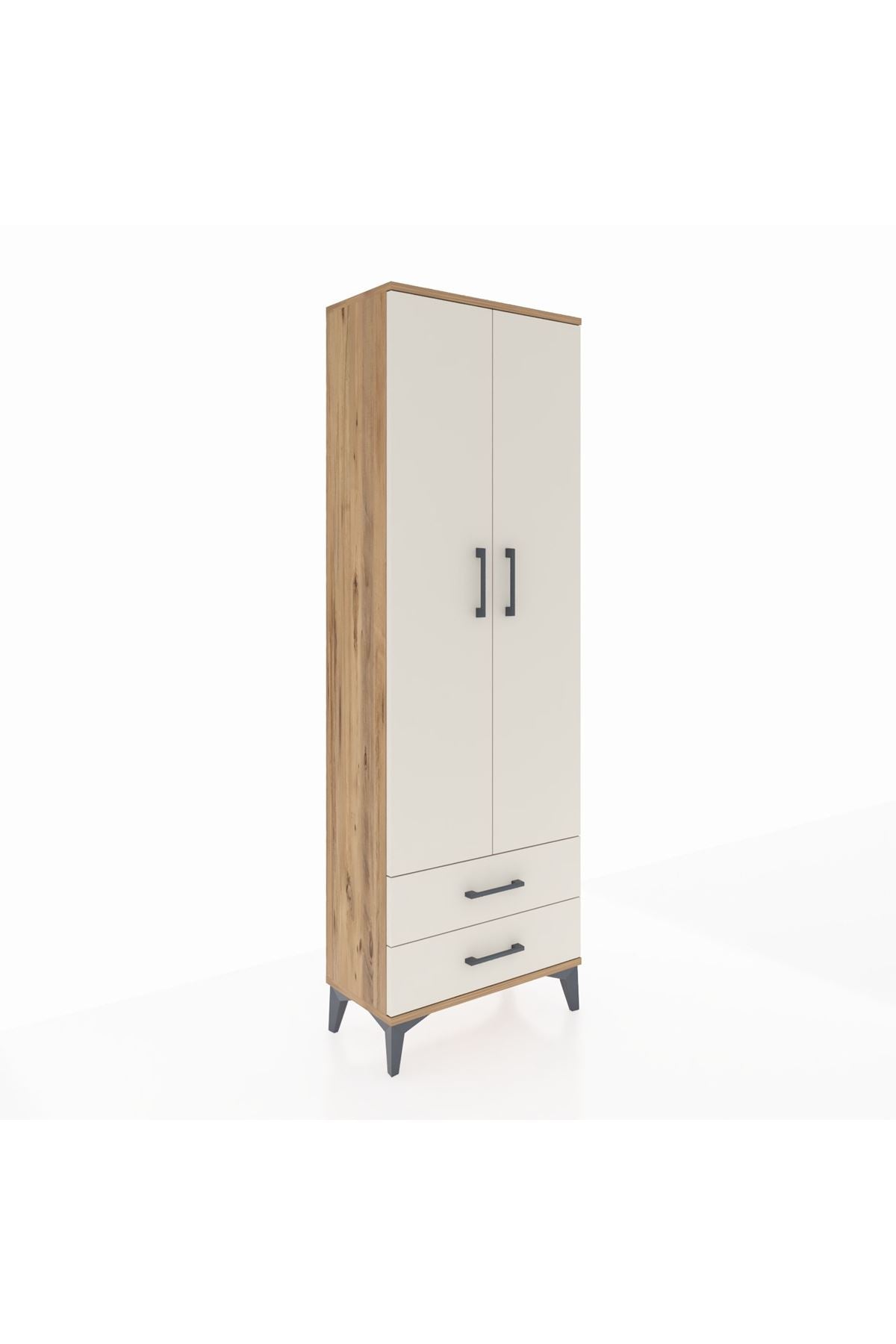 Arges Dolap 5 Raflı 2 Çekmeceli 2 Kapaklı 60x30x182 Çam-Aytaşı