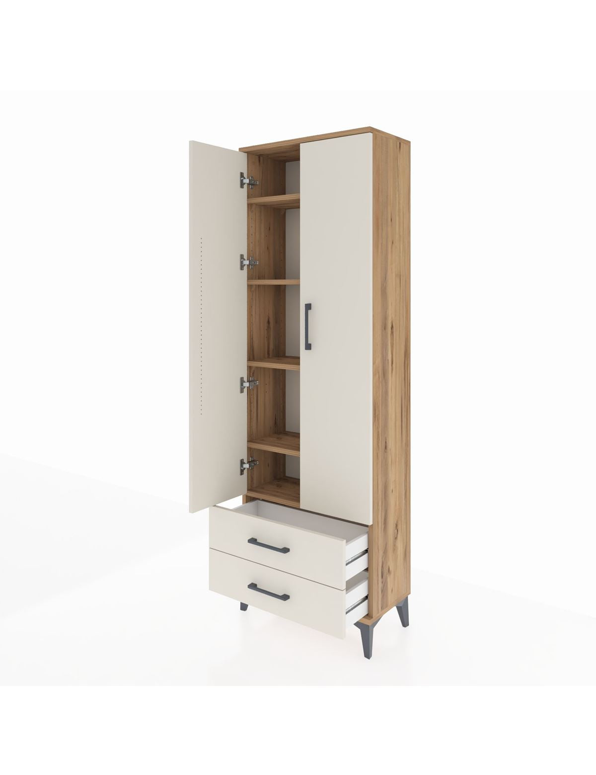 Arges Dolap 5 Raflı 2 Çekmeceli 2 Kapaklı 60x30x182 - S23M007V7A
