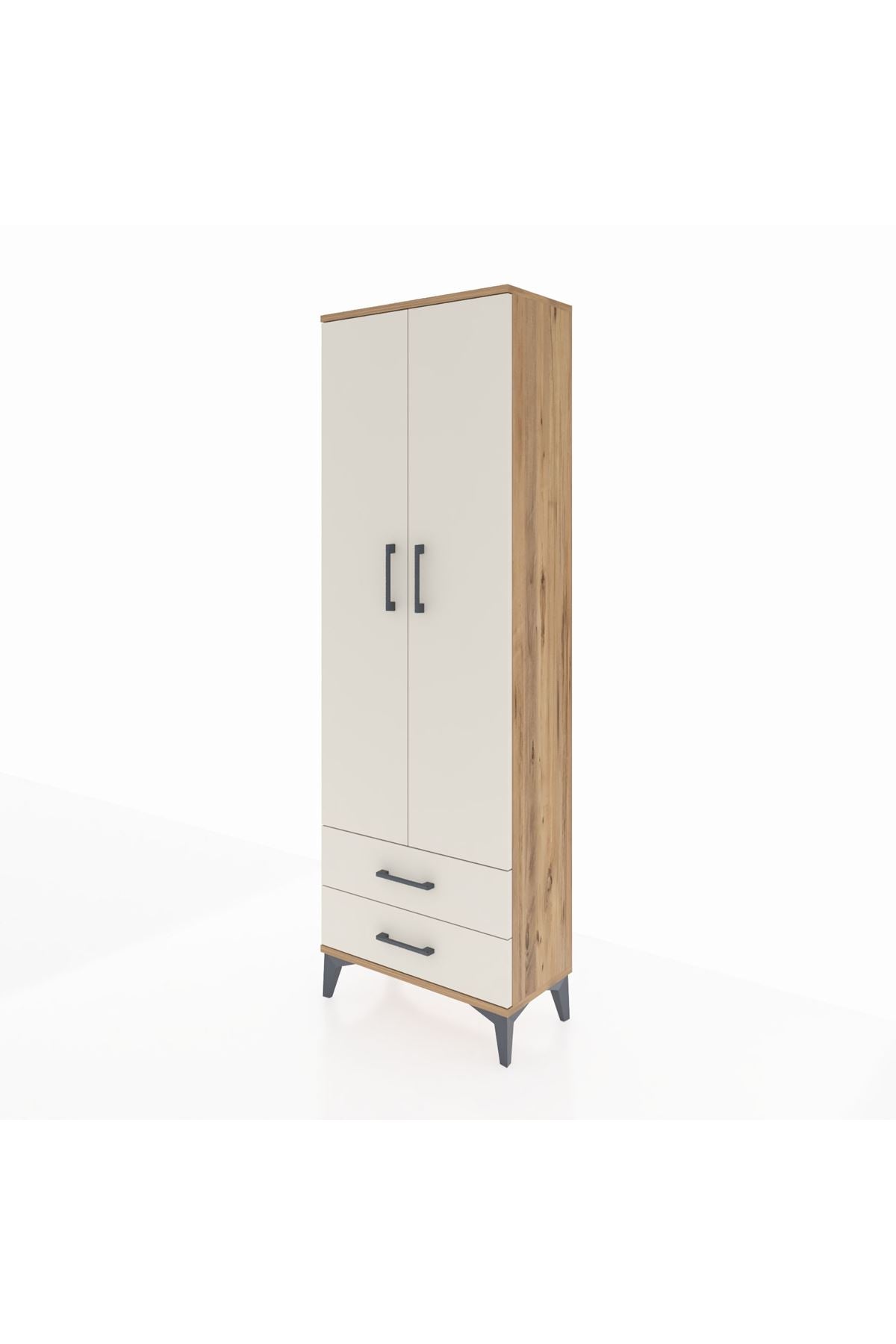 Arges Dolap 5 Raflı 2 Çekmeceli 2 Kapaklı 60x30x182 Çam-Aytaşı