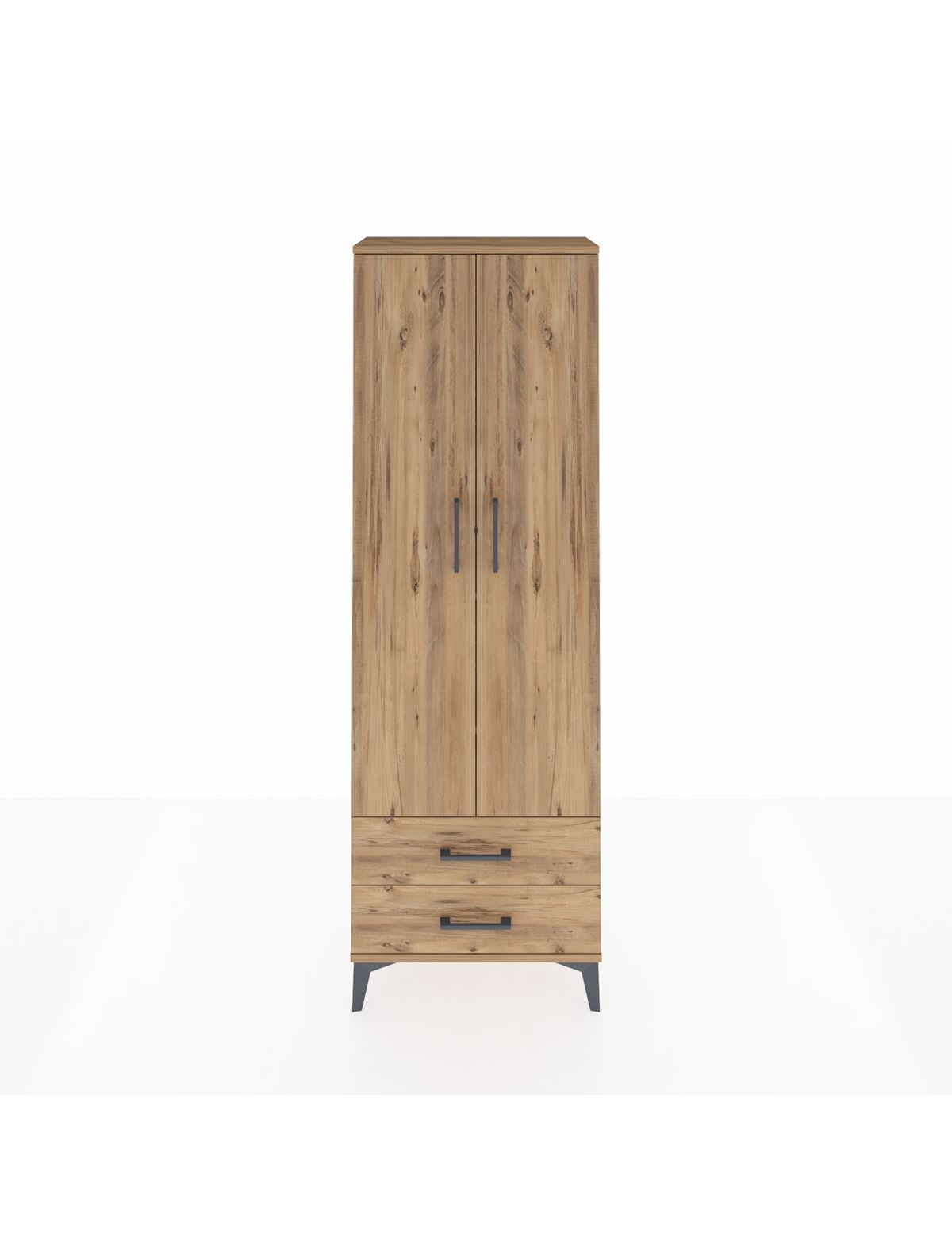 Arges Dolap 5 Raflı 2 Çekmeceli 2 Kapaklı 60x30x182 Çam-Çam