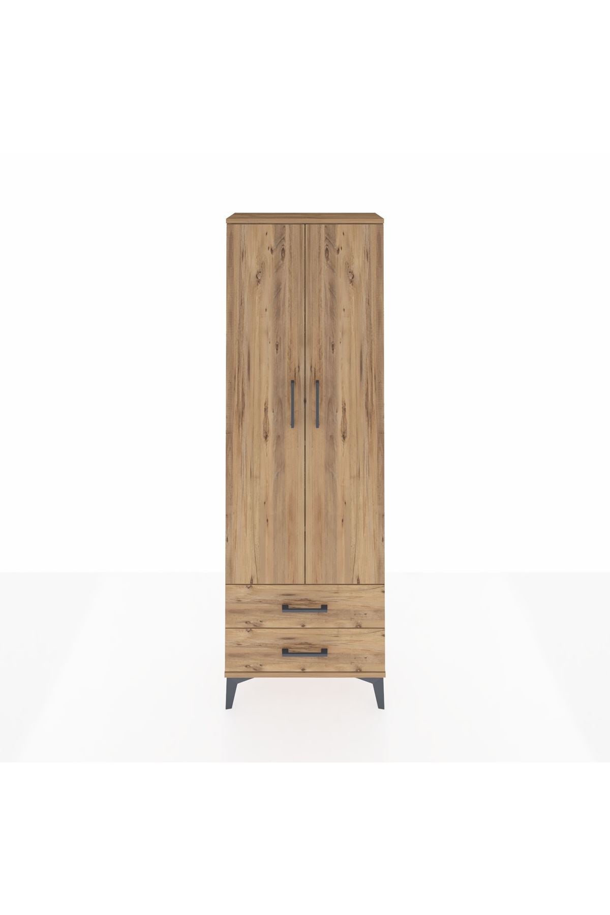 Arges Dolap 5 Raflı 2 Çekmeceli 2 Kapaklı 60x30x182 Çam-Çam