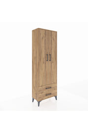 Arges Dolap 5 Raflı 2 Çekmeceli 2 Kapaklı 60x30x182 Çam-Çam