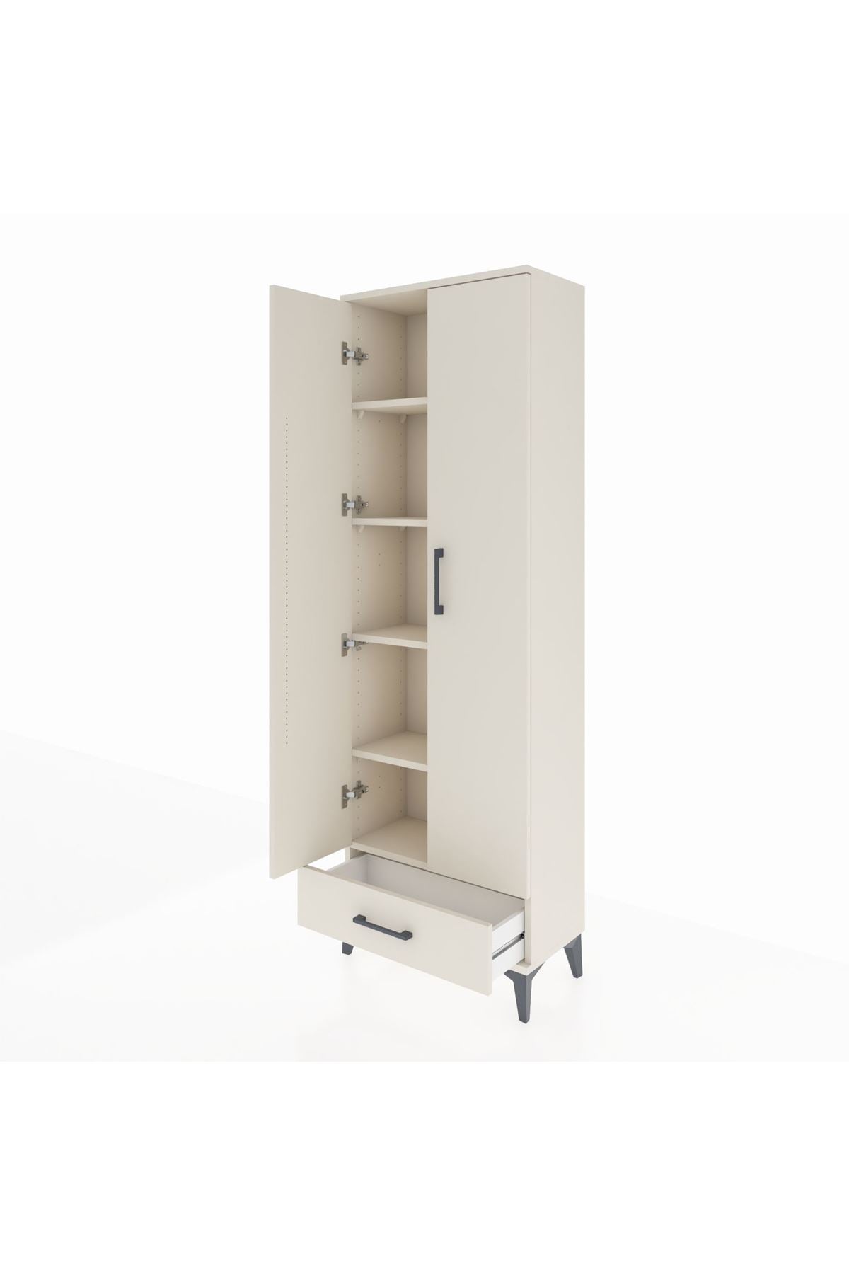 Arges Dolap 5 Raflı Tek Çekmeceli 2 Kapaklı 60x30x182 Aytaşı-Aytaşı