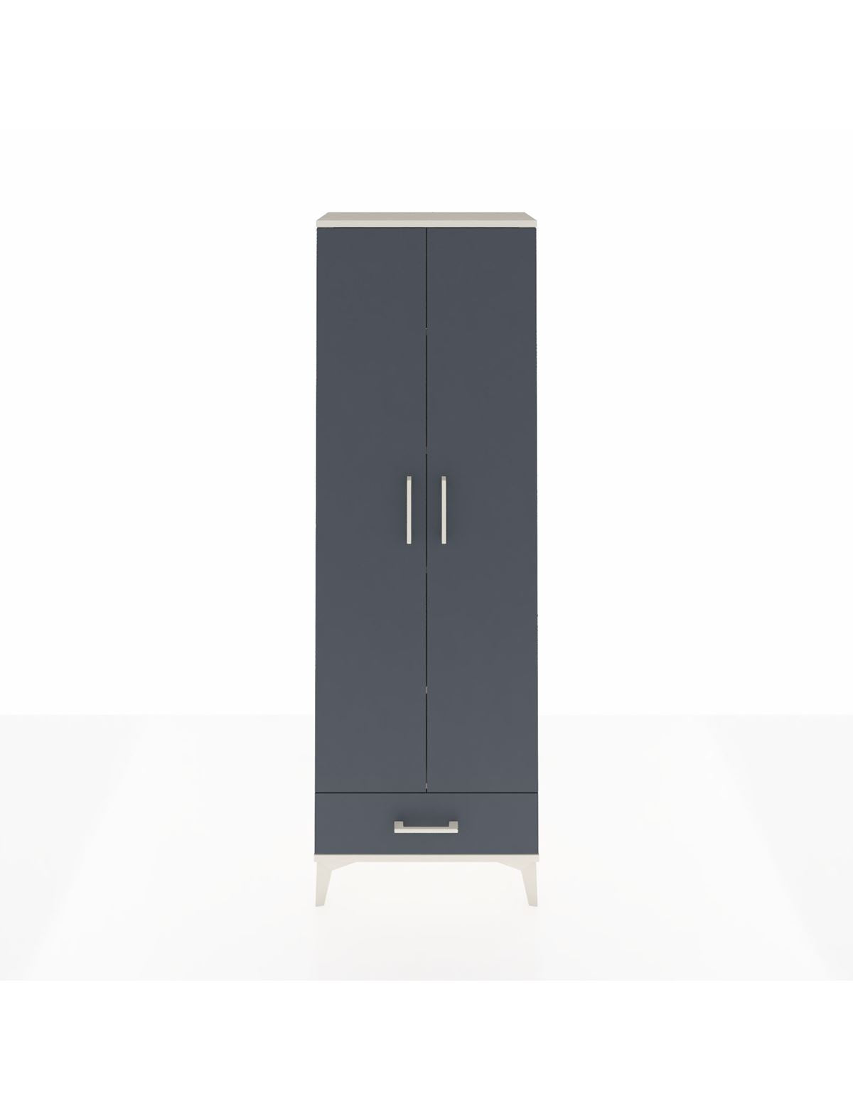 Arges Dolap 5 Raflı Tek Çekmeceli 2 Kapaklı 60x30x182 Aytaşı-Antrasit