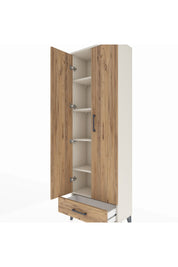 Arges Dolap 5 Raflı Tek Çekmeceli 2 Kapaklı 60x30x182 Aytaşı-Çam