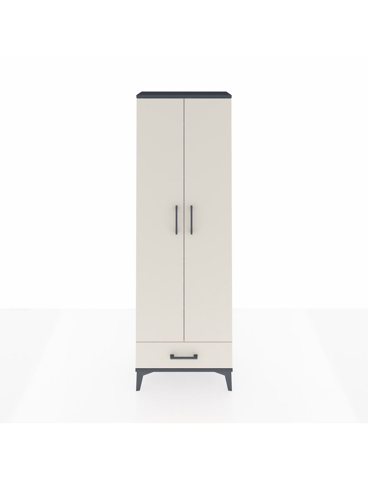 Arges Dolap 5 Raflı Tek Çekmeceli 2 Kapaklı 60x30x182 Antrasit-Aytaşı