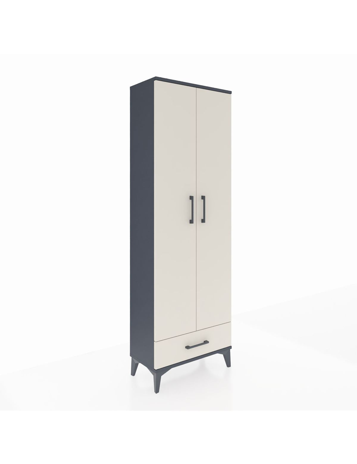 Arges Dolap 5 Raflı Tek Çekmeceli 2 Kapaklı 60x30x182 Antrasit-Aytaşı