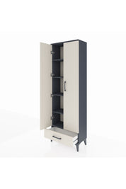 Arges Dolap 5 Raflı Tek Çekmeceli 2 Kapaklı 60x30x182 Antrasit-Aytaşı