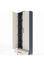 Arges Dolap 5 Raflı Tek Çekmeceli 2 Kapaklı 60x30x182 Antrasit-Aytaşı