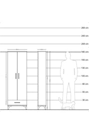 Arges Dolap 5 Raflı Tek Çekmeceli 2 Kapaklı 60x30x182 Antrasit-Aytaşı