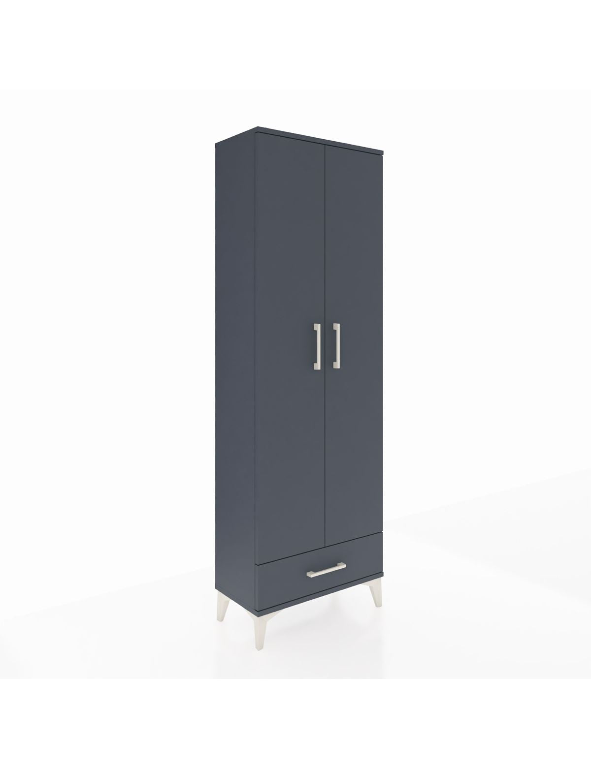 Arges Dolap 5 Raflı Tek Çekmeceli 2 Kapaklı 60x30x182 Antrasit-Antrasit