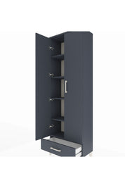 Arges Dolap 5 Raflı Tek Çekmeceli 2 Kapaklı 60x30x182 Antrasit-Antrasit