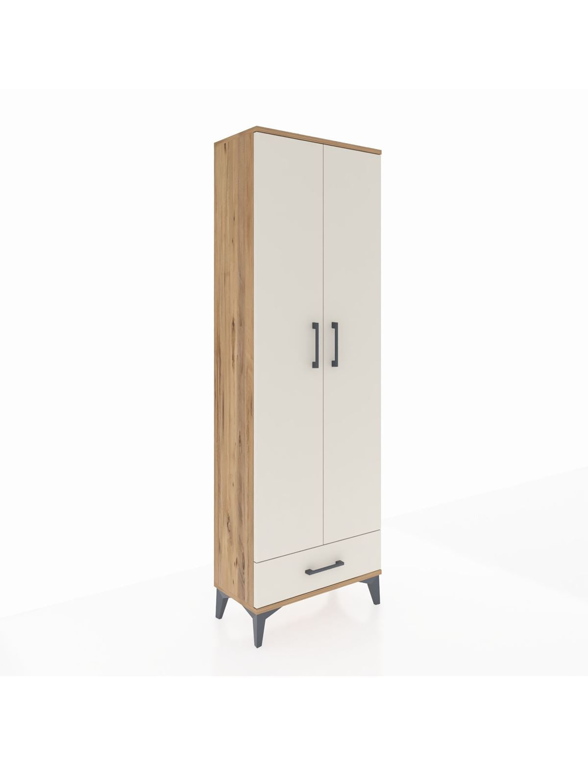 Arges Dolap 5 Raflı Tek Çekmeceli 2 Kapaklı 60x30x182 Çam-Aytaşı