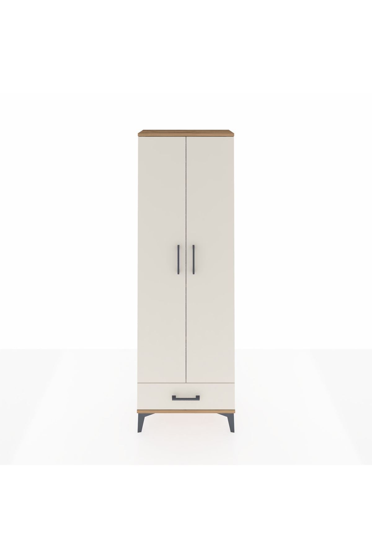 Arges Dolap 5 Raflı Tek Çekmeceli 2 Kapaklı 60x30x182 Çam-Aytaşı