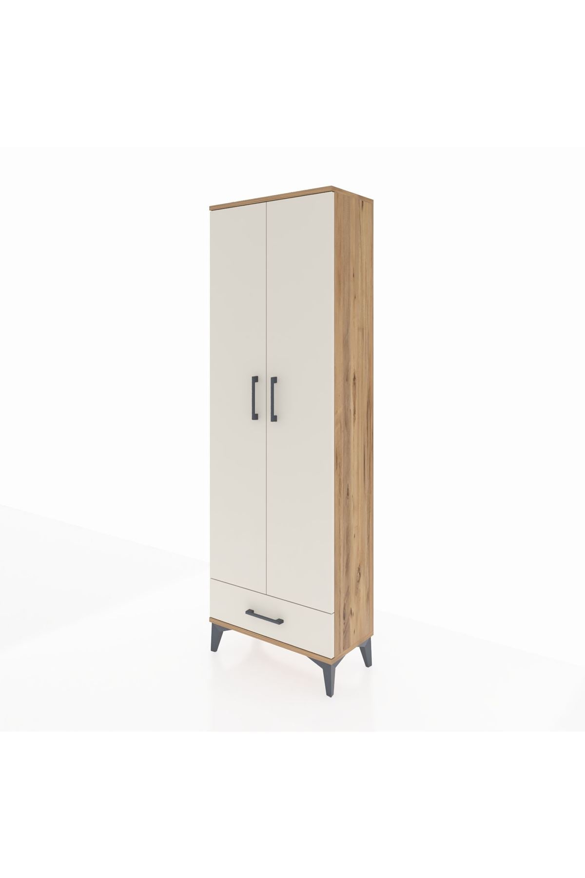 Arges Dolap 5 Raflı Tek Çekmeceli 2 Kapaklı 60x30x182 Çam-Aytaşı