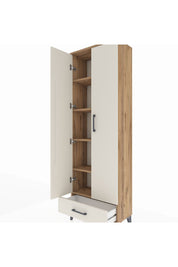 Arges Dolap 5 Raflı Tek Çekmeceli 2 Kapaklı 60x30x182 Çam-Aytaşı