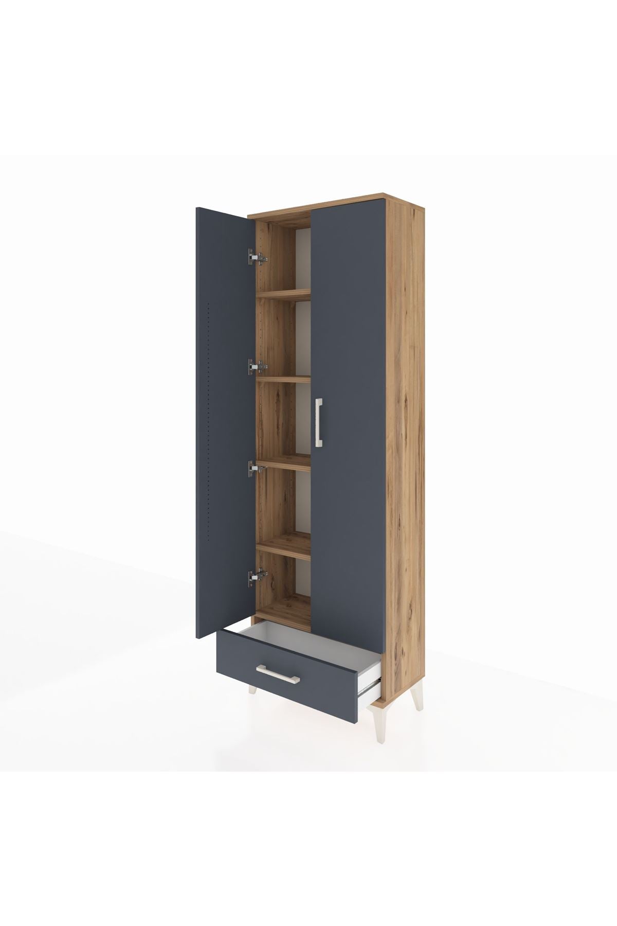 Arges Dolap 5 Raflı Tek Çekmeceli 2 Kapaklı 60x30x182 - S23M008V8A