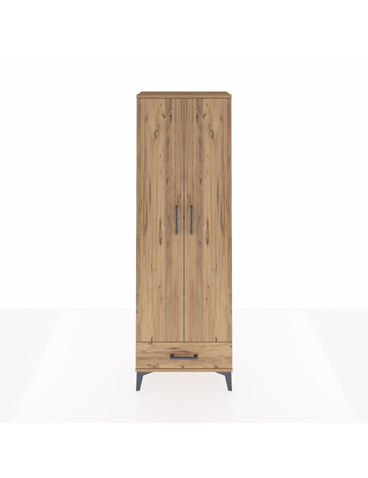 Arges Dolap 5 Raflı Tek Çekmeceli 2 Kapaklı 60x30x182 Çam-Çam