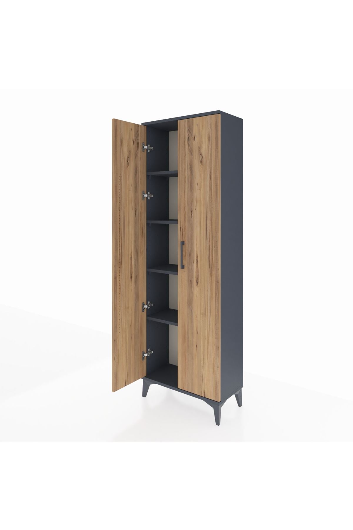 Arges Dolap 4 Raflı 2 Kapaklı 60x30x182 Antrasit-Çam