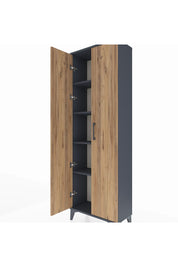 Arges Dolap 4 Raflı 2 Kapaklı 60x30x182 Antrasit-Çam