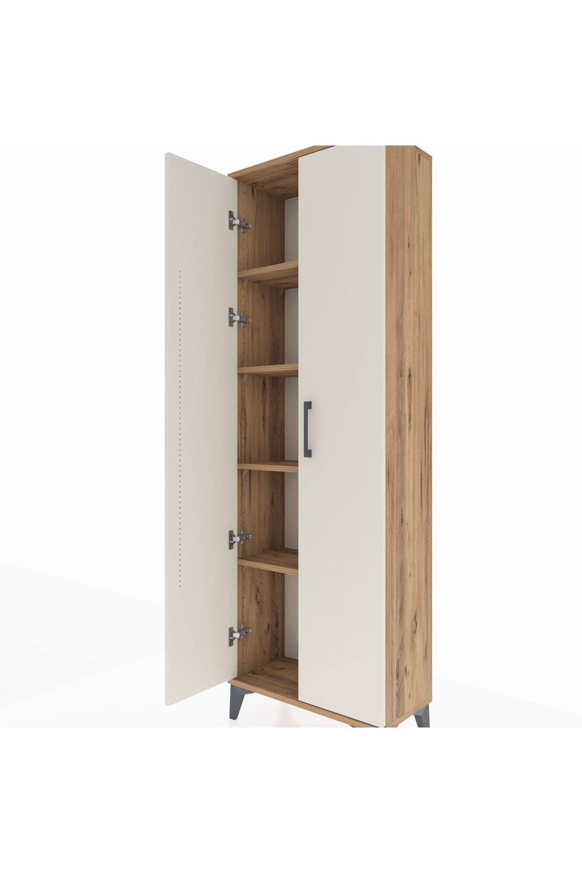 Arges Dolap 4 Raflı 2 Kapaklı 60x30x182 Çam-Aytaşı