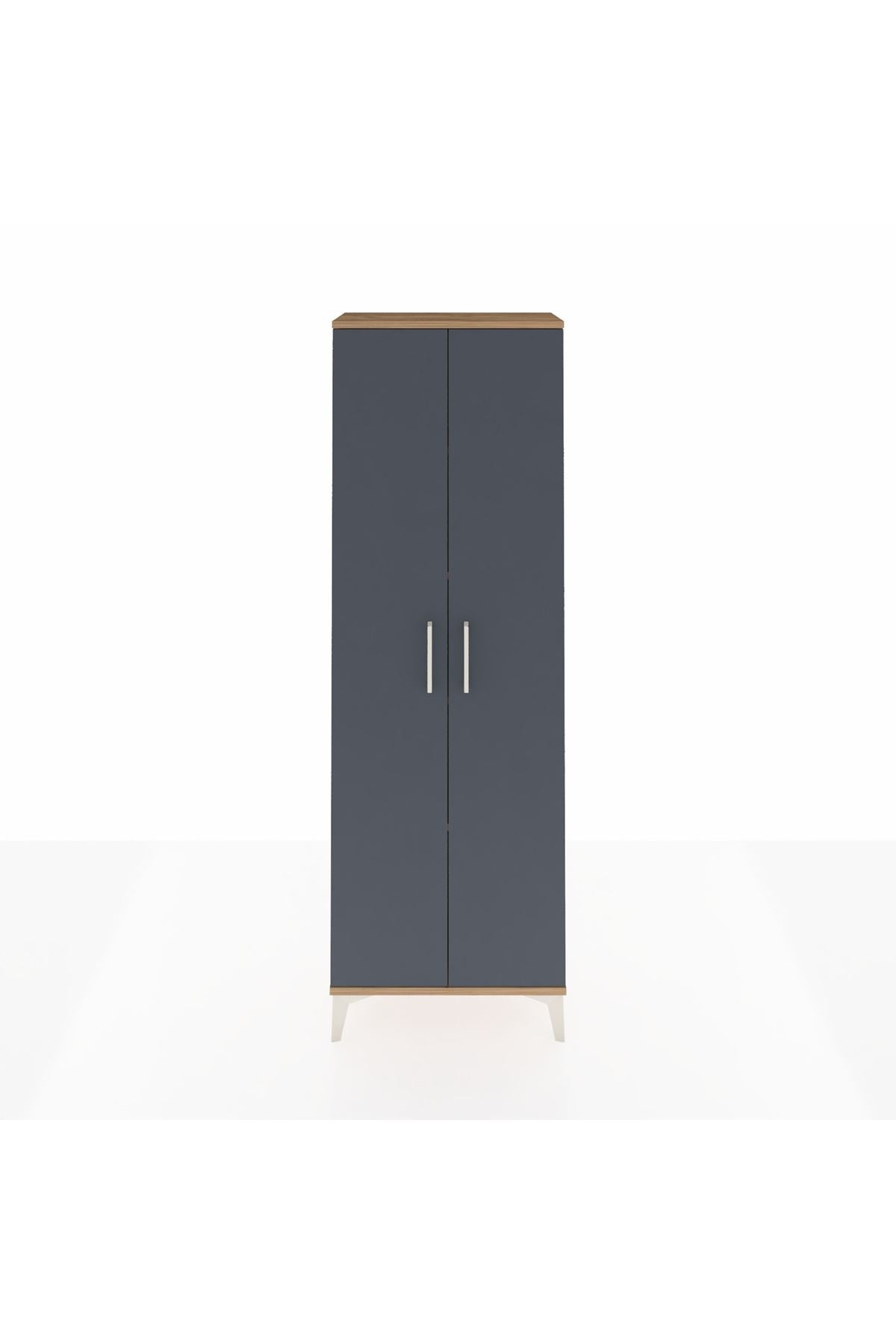 Arges Dolap 4 Raflı 2 Kapaklı 60x30x182 Çam-Antrasit
