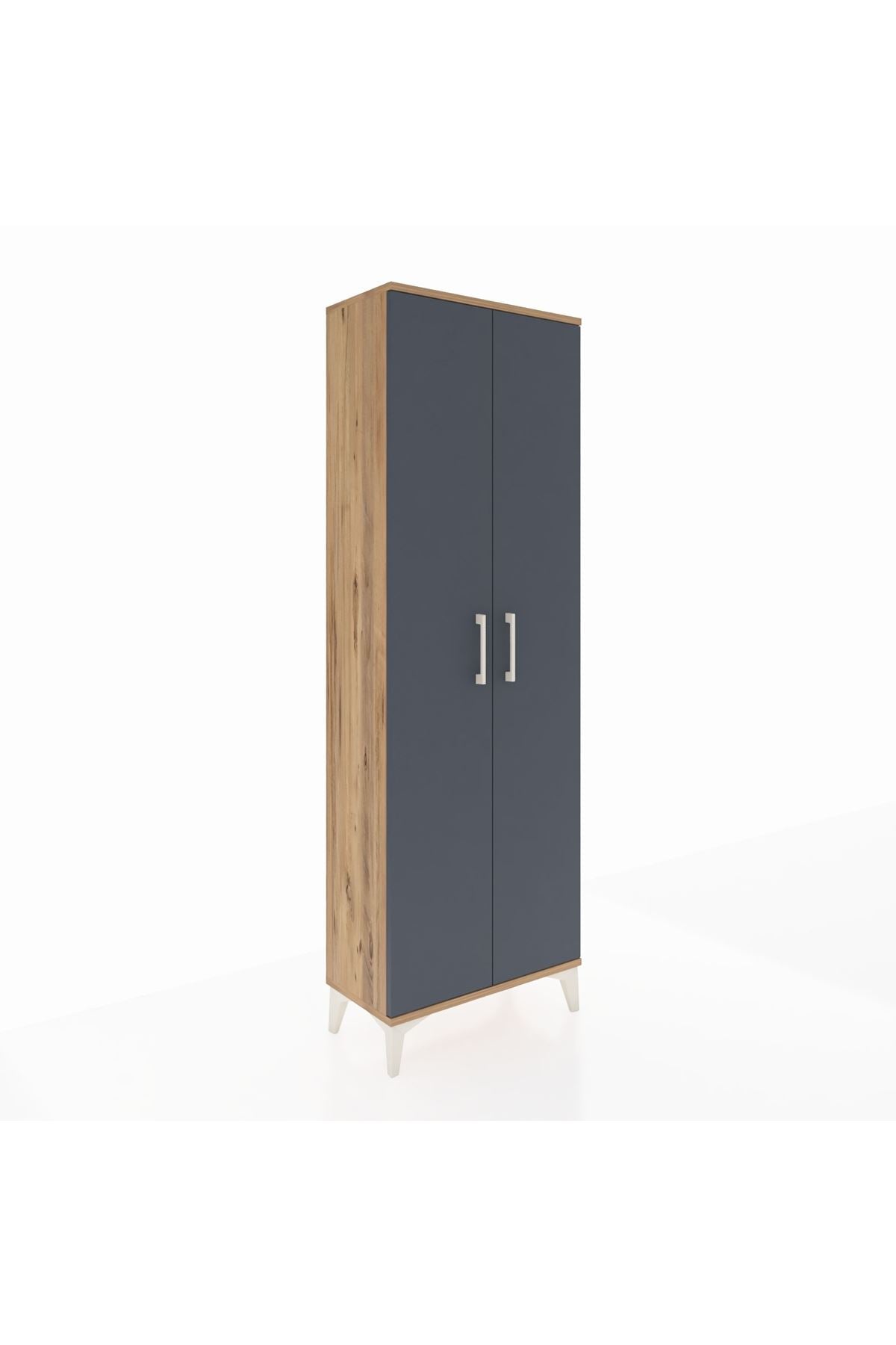Arges Dolap 4 Raflı 2 Kapaklı 60x30x182 Çam-Antrasit