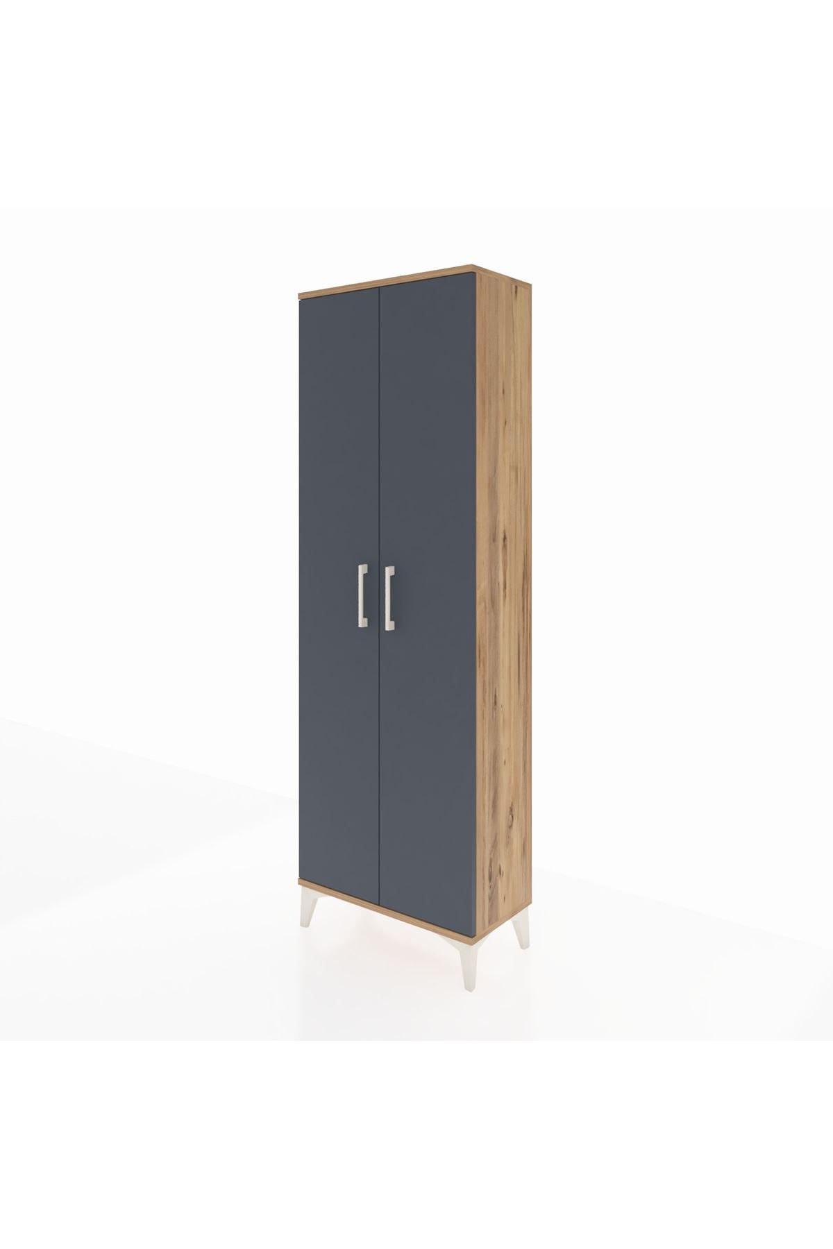 Arges Dolap 4 Raflı 2 Kapaklı 60x30x182 Çam-Antrasit