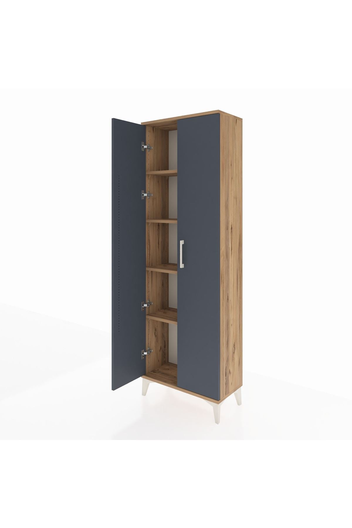 Arges Dolap 4 Raflı 2 Kapaklı 60x30x182 Çam-Antrasit