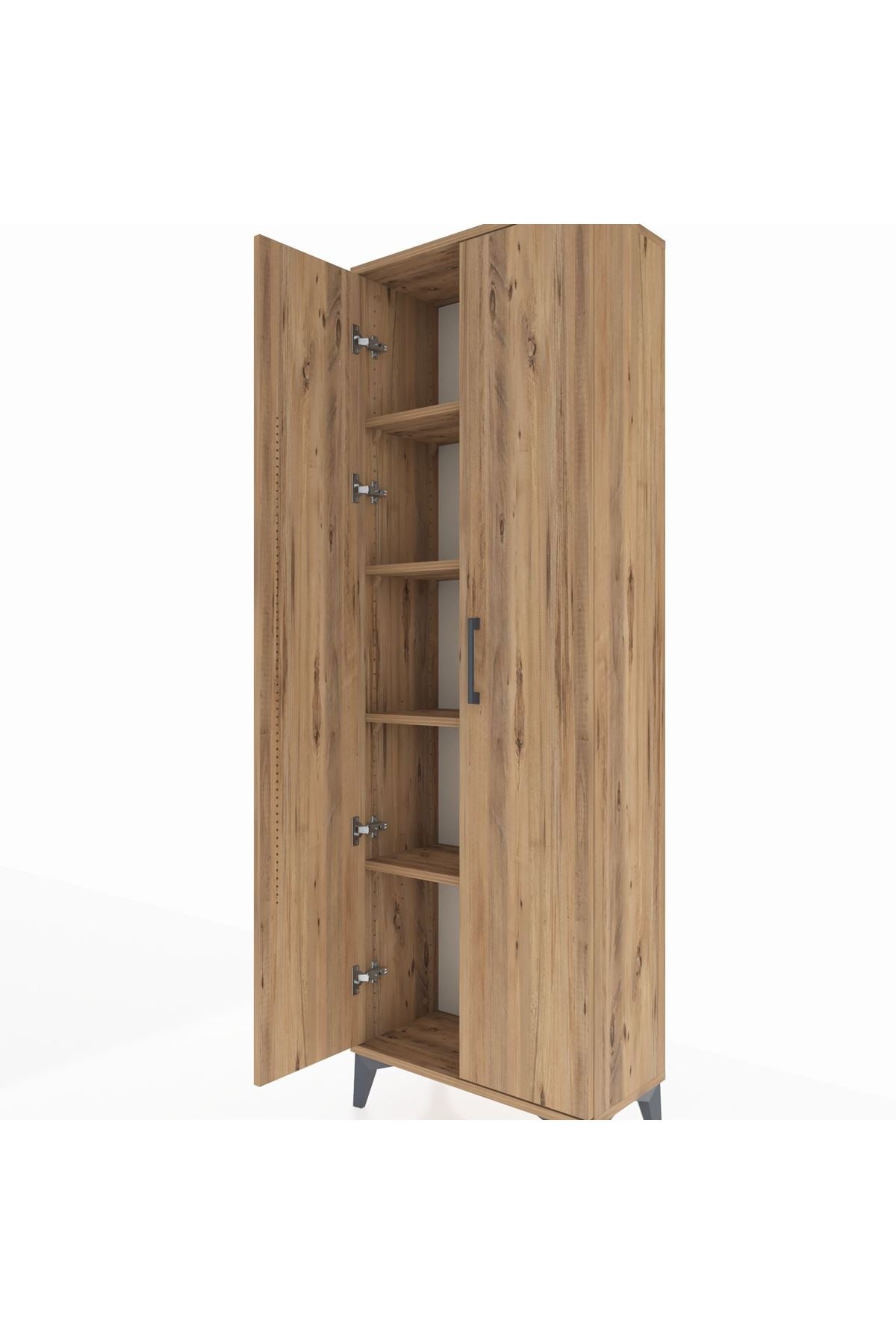 Arges Dolap 4 Raflı 2 Kapaklı 60x30x182 Çam-Çam