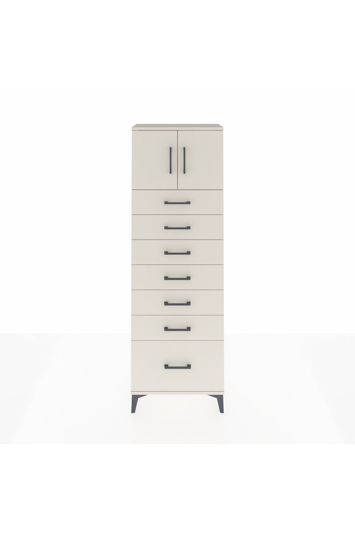 Arges Dolap Tek Raflı 7 Çekmeceli 2 Kapaklı 60x30x182 Aytaşı-Aytaşı