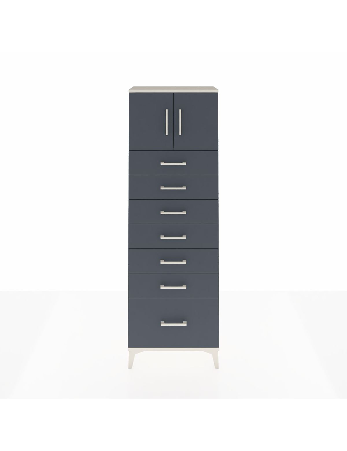 Arges Dolap Tek Raflı 7 Çekmeceli 2 Kapaklı 60x30x182 Aytaşı-Antrasit