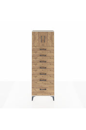 Arges Dolap Tek Raflı 7 Çekmeceli 2 Kapaklı 60x30x182 Aytaşı-Çam