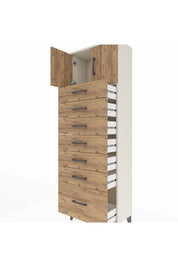 Arges Dolap Tek Raflı 7 Çekmeceli 2 Kapaklı 60x30x182 Aytaşı-Çam