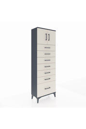 Arges Dolap Tek Raflı 7 Çekmeceli 2 Kapaklı 60x30x182 Antrasit-Aytaşı