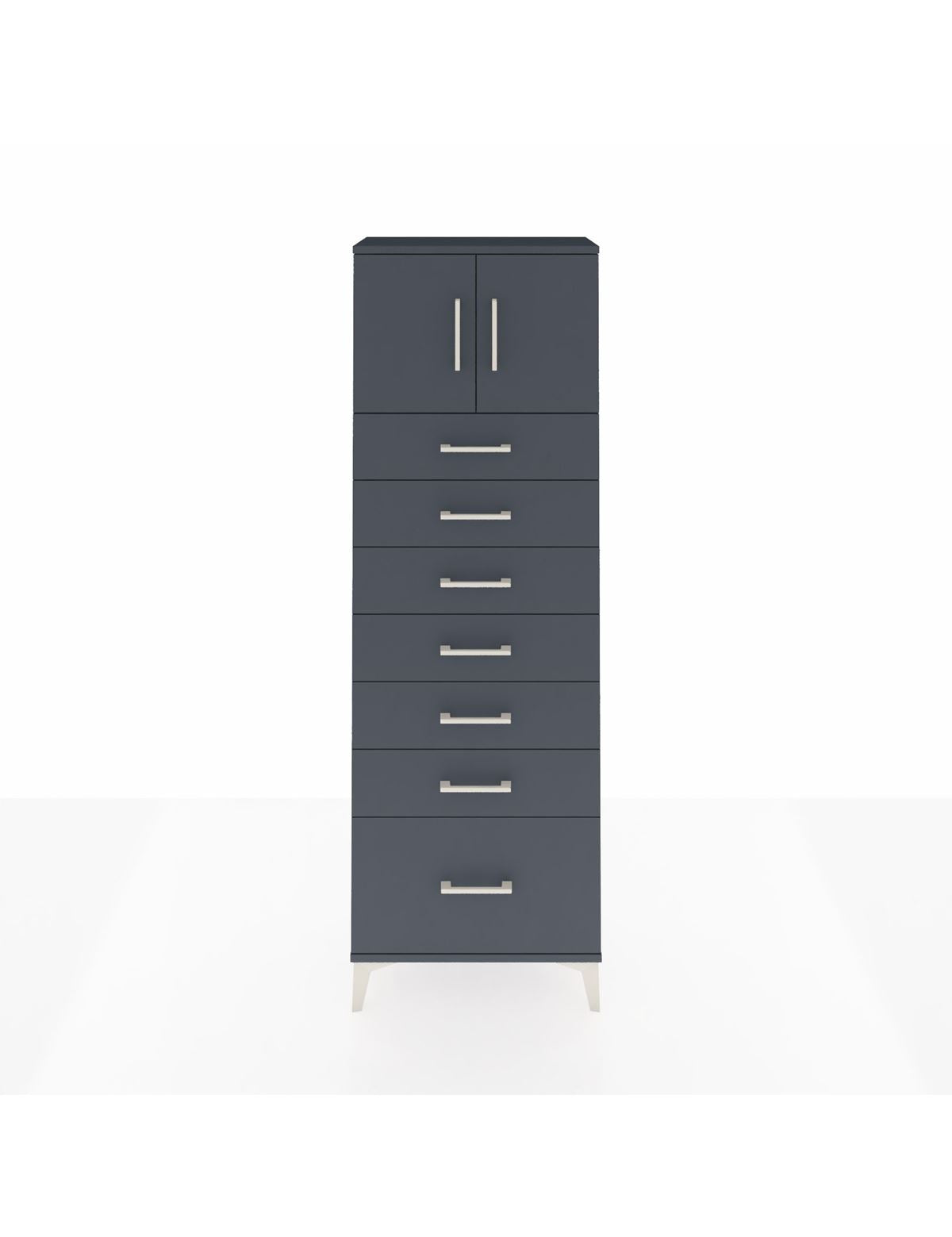 Arges Dolap Tek Raflı 7 Çekmeceli 2 Kapaklı 60x30x182 Antrasit-Antrasit