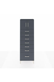 Arges Dolap Tek Raflı 7 Çekmeceli 2 Kapaklı 60x30x182 Antrasit-Antrasit